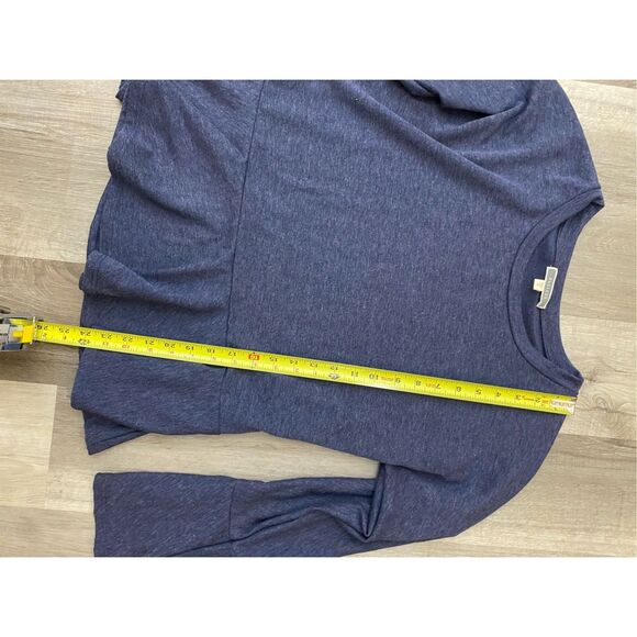 Pleione Anthropologie Blue Peplum Shirt Blouse w/ Bell Sleeves, Size Medium - Picture 2 of 6